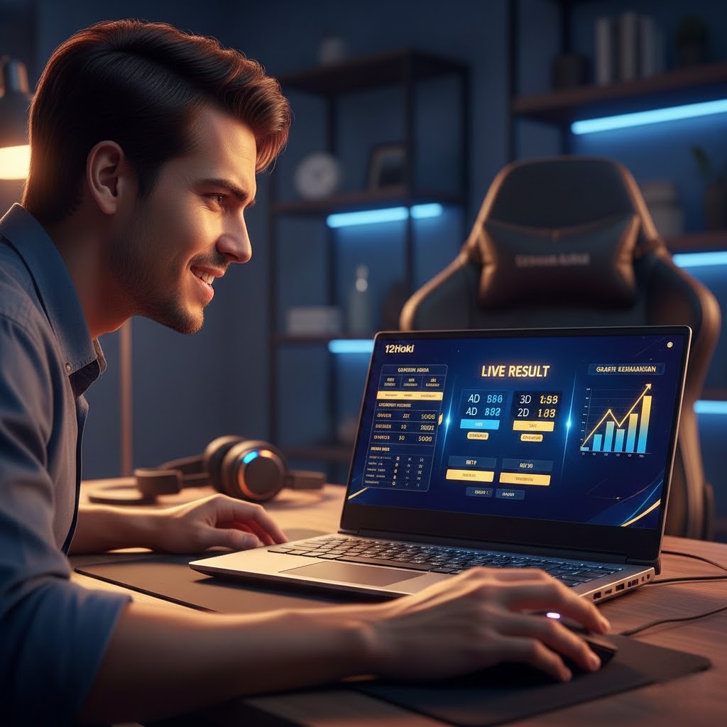 Pemain fokus bermain togel 4D, 3D, dan 2D online di 12Hoki dengan strategi menang