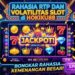Gambar slot online di Hokiku88 menampilkan RTP dan volatilitas dengan mesin slot, koin, jackpot, dan lampu neon
